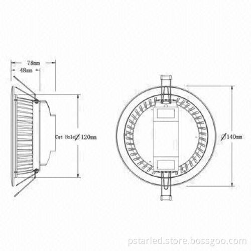 Triac dimmable LED downlight, 9W, >0.95 power factor, 120° beam angle